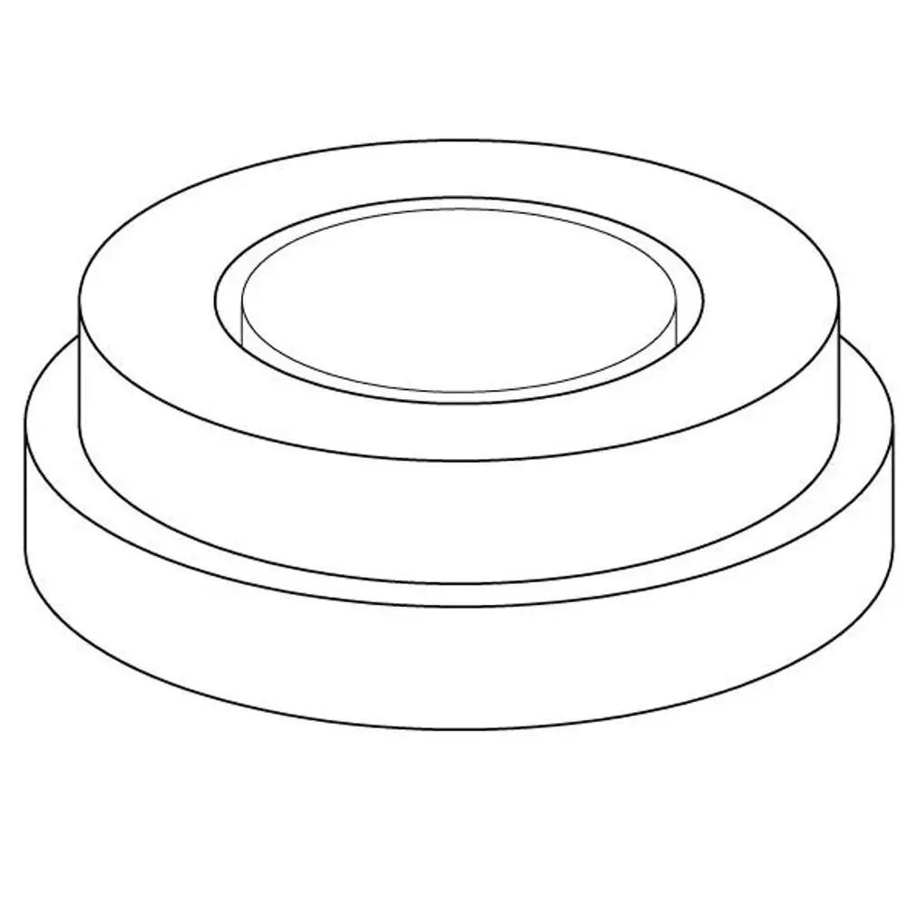 Durchflussbegrenzer von Uponor in zylindrischer Form, mit zwei konzentrischen Ringen und einer vertieften Mitte. Ideal für die Steuerung des Wasserflusses.